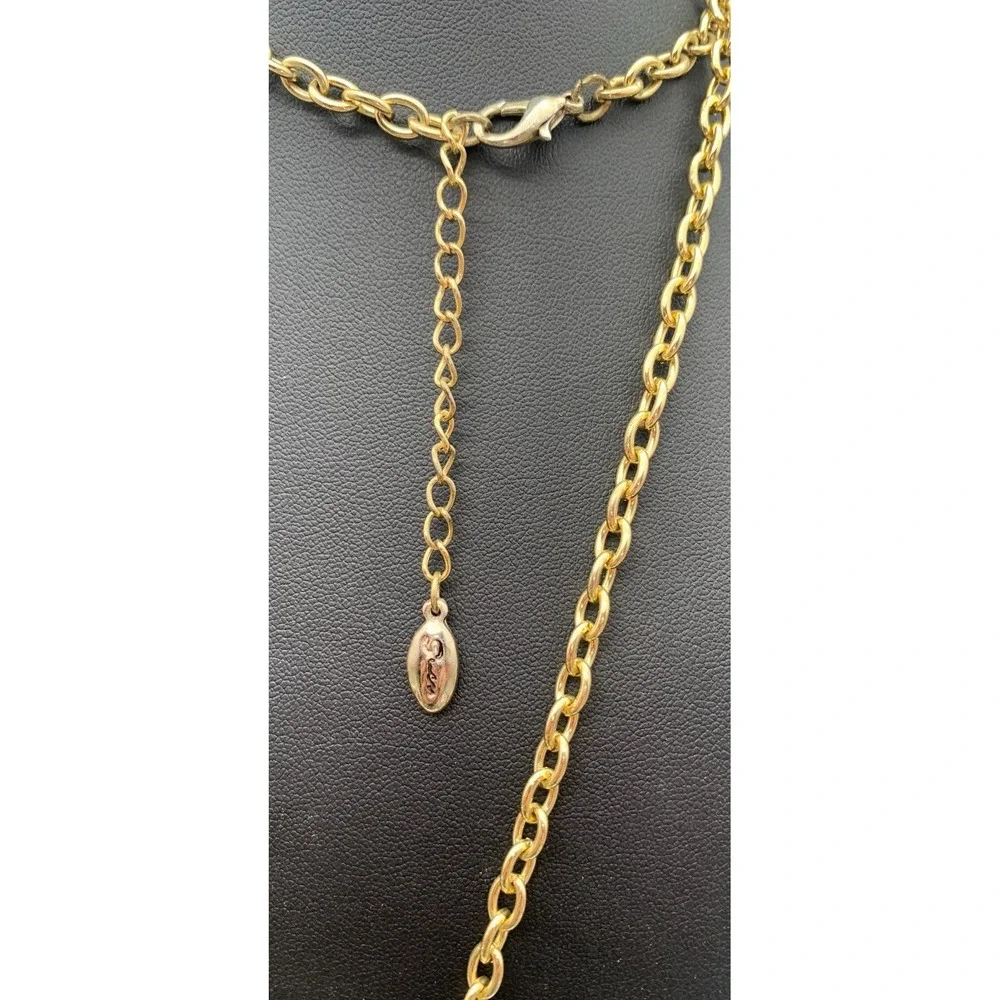 Guess‎ Gold Tone Geometric Drop Pendant Necklace 34-36
